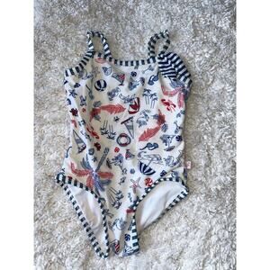 Floatmini Girls Sz. 4 Beach Design Swimsuit. Cute, Exc. Condition